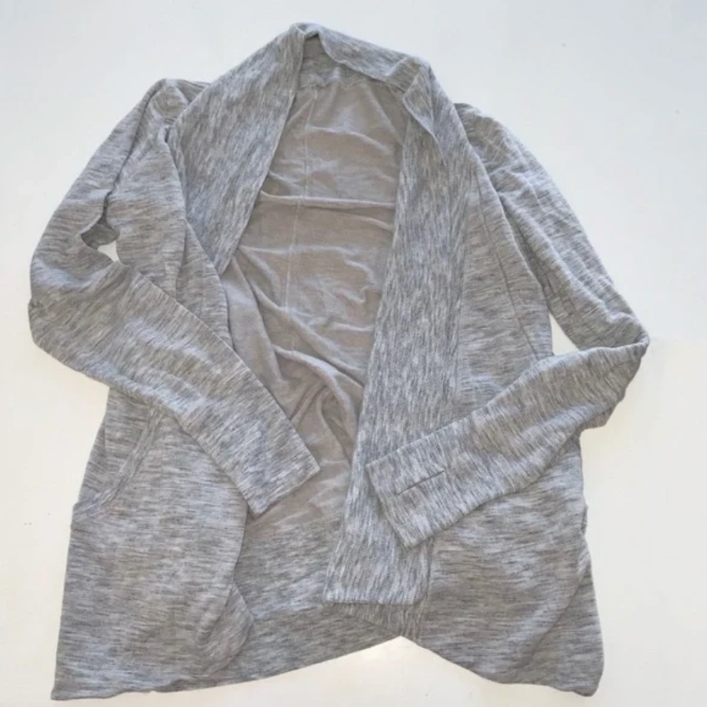 Athleta Pranayama Open Front Cardigan Sweater Heathered Gray M